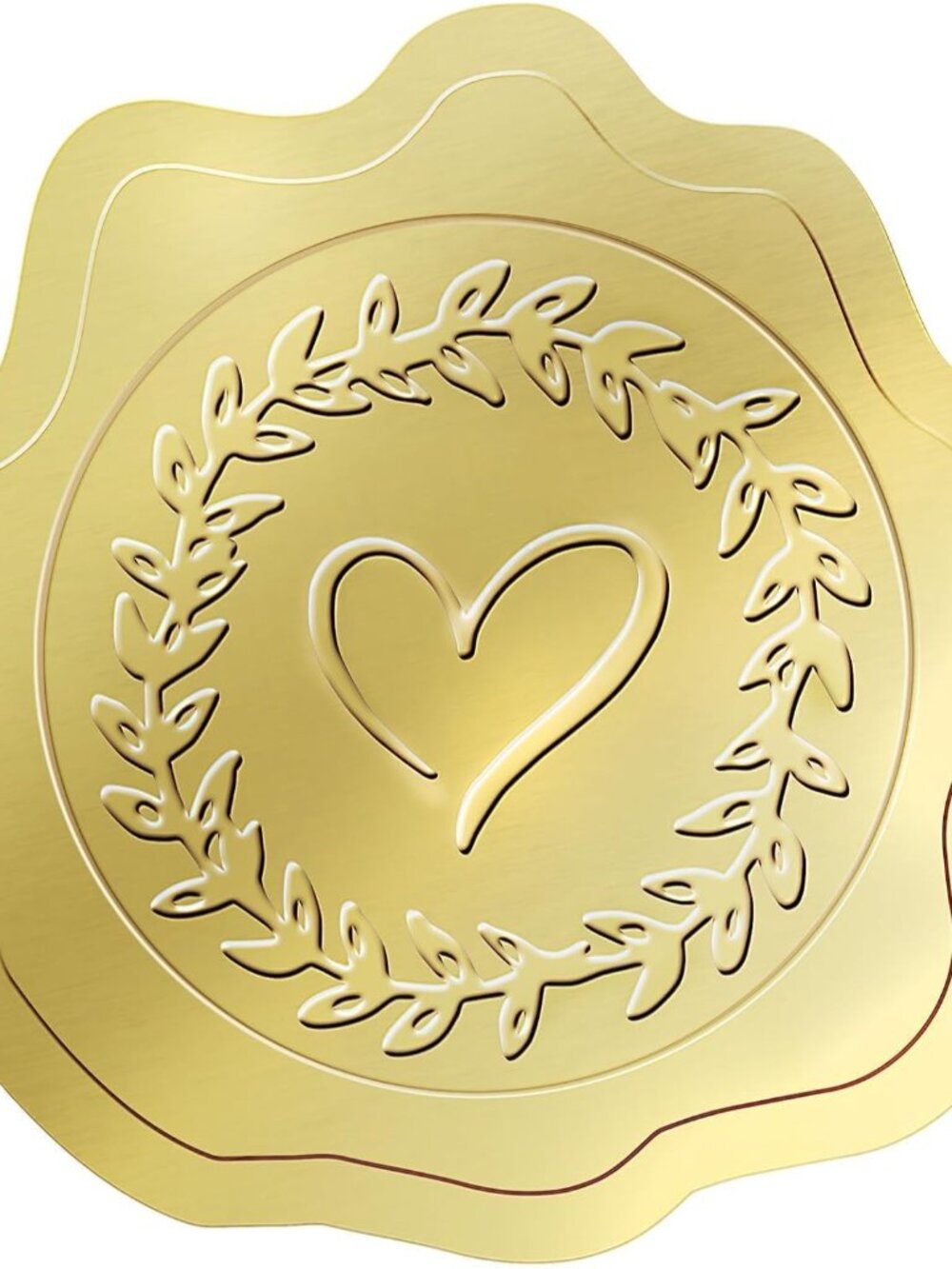 Embossed Gold Foil Stickers, 100 Pcs Gold Heart-Love Envelope Seal